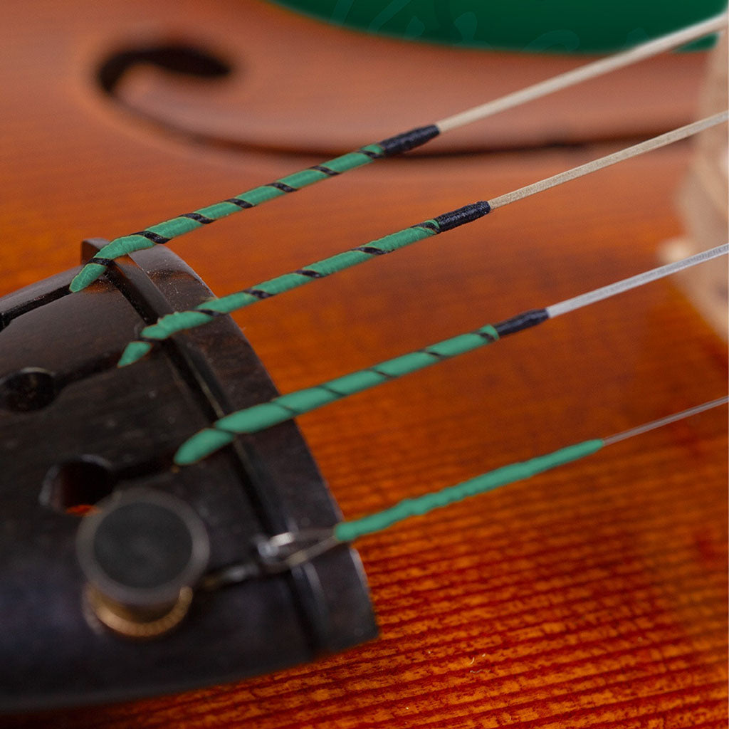 Close-up of a the winding of Pirastro Evah Pirazzi violin strings set