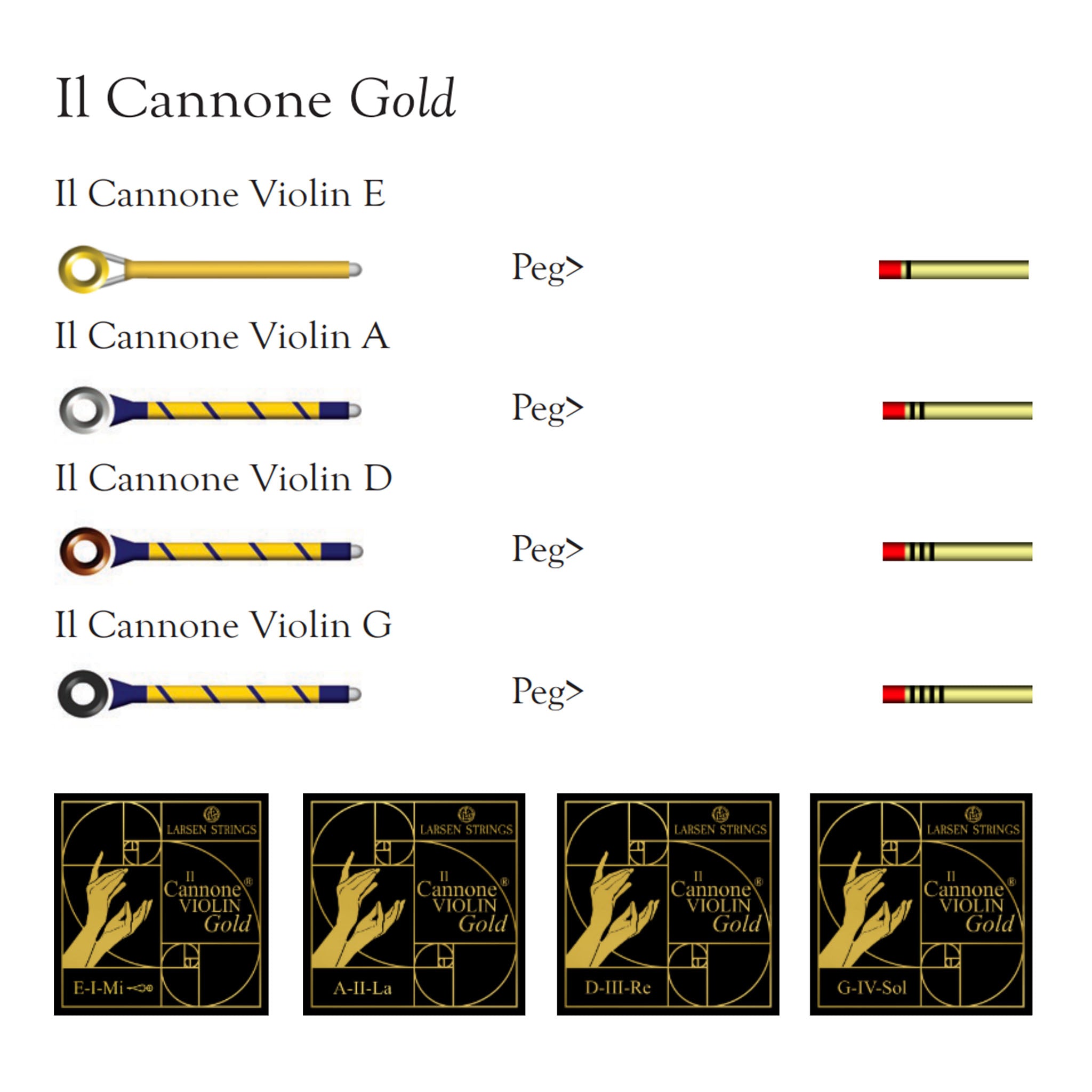 Larsen Il Cannone Violin String Set Package - Technical Specifications