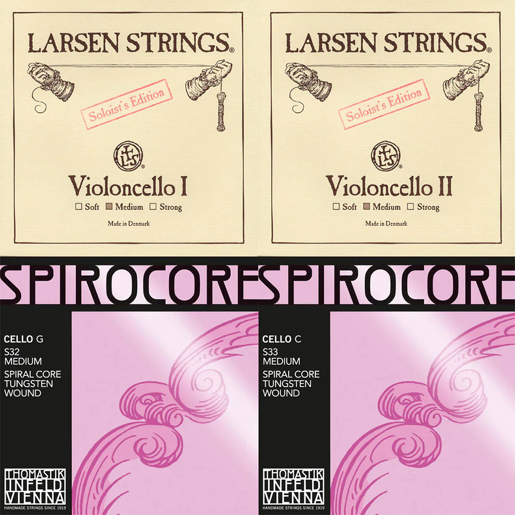 Larsen Soloist A & D, Thomastik Spirocore Tungsten G & C Combo Cello String  Set