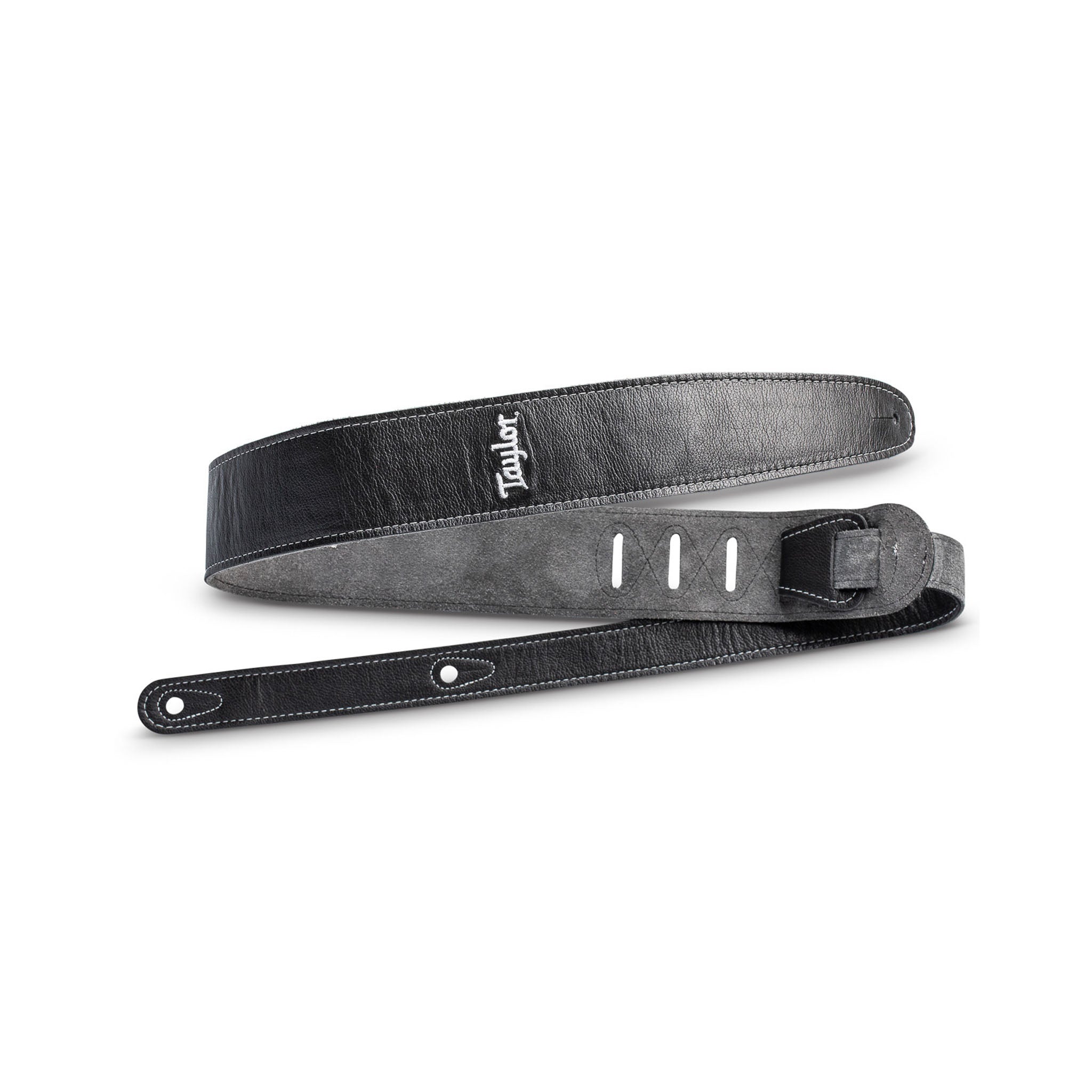 Taylor 2.5" Black Leather Guitar Strap - Black, Suede Back