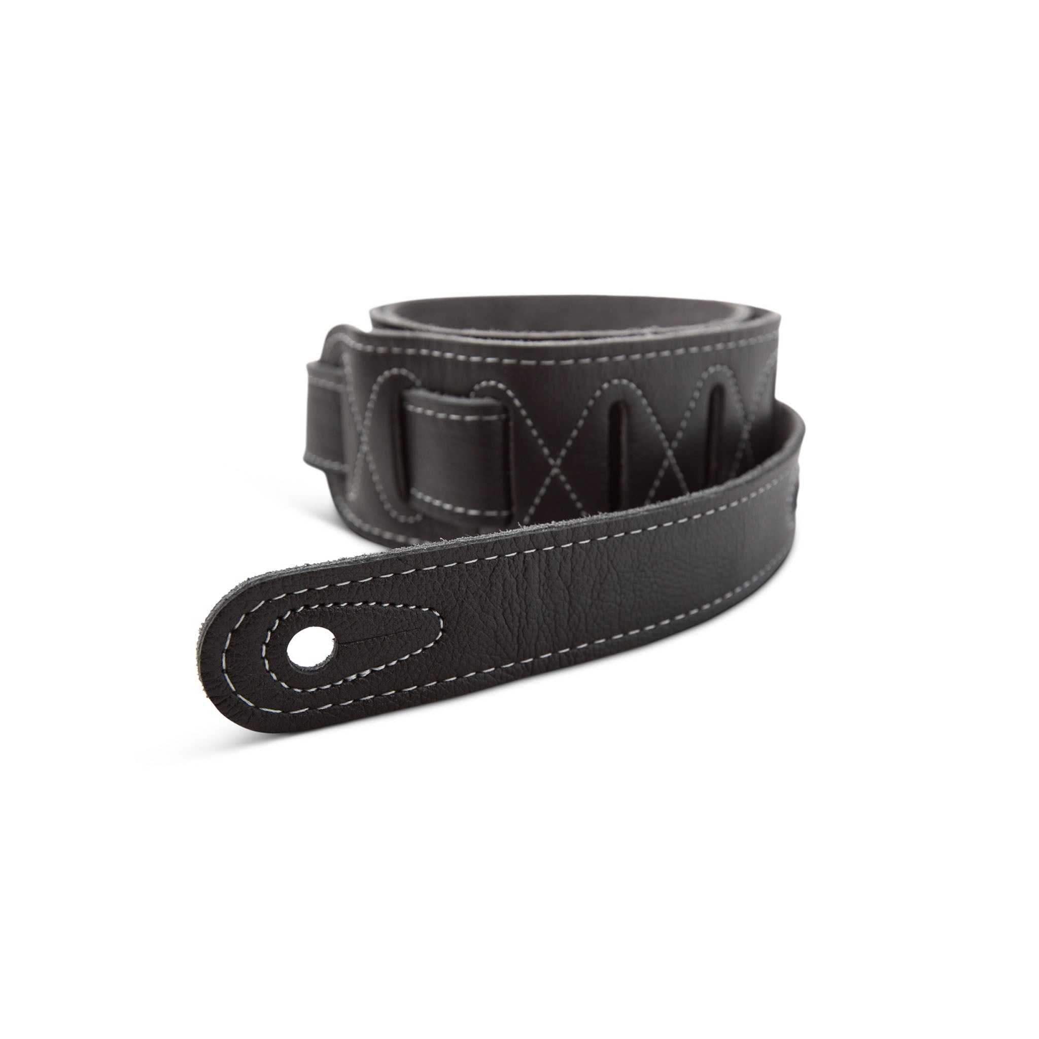 Taylor 2.5" Black Leather Guitar Strap - Black, Suede Back