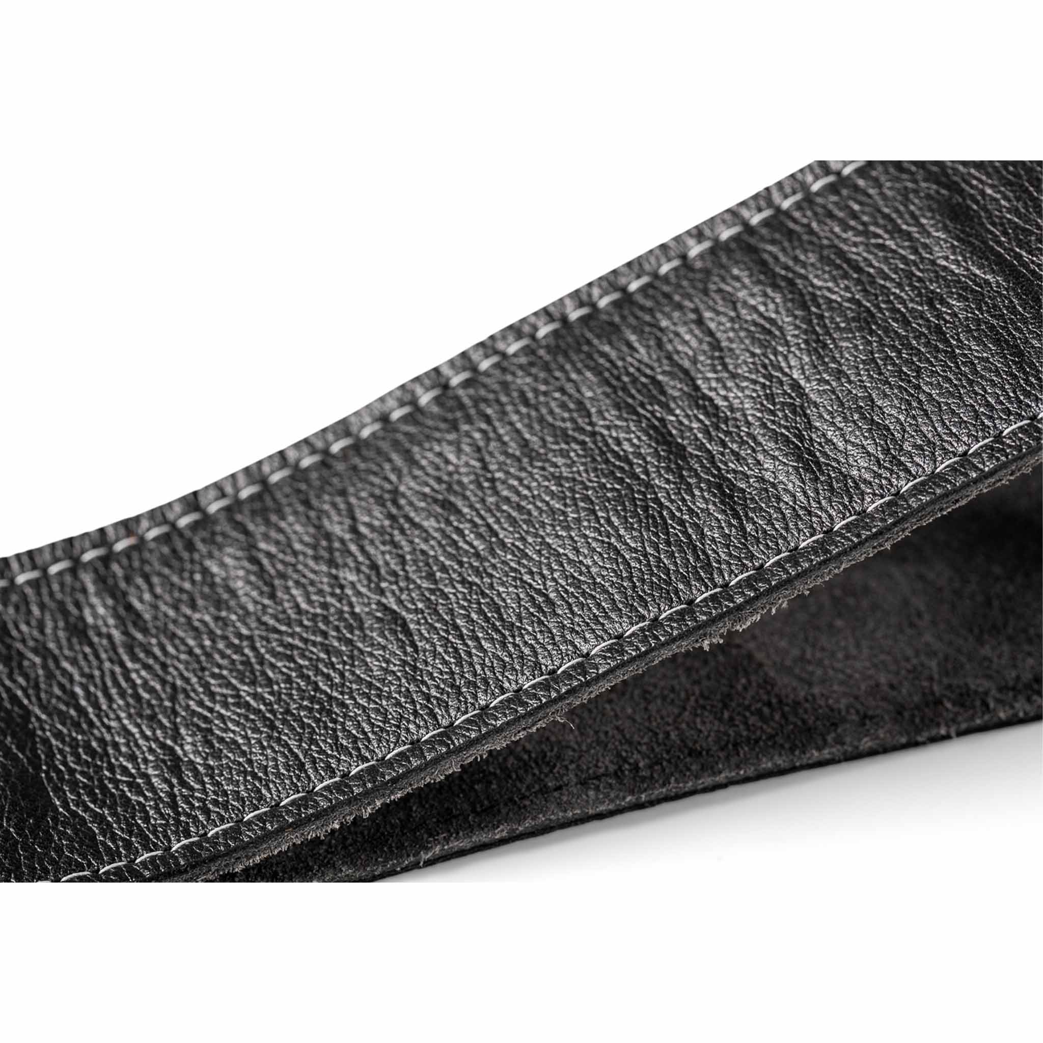 Taylor 2.5" Black Leather Guitar Strap - Black, Suede Back