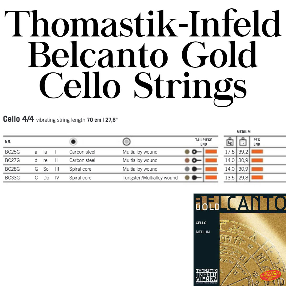 Thomastik Belcanto Gold Cello String Set