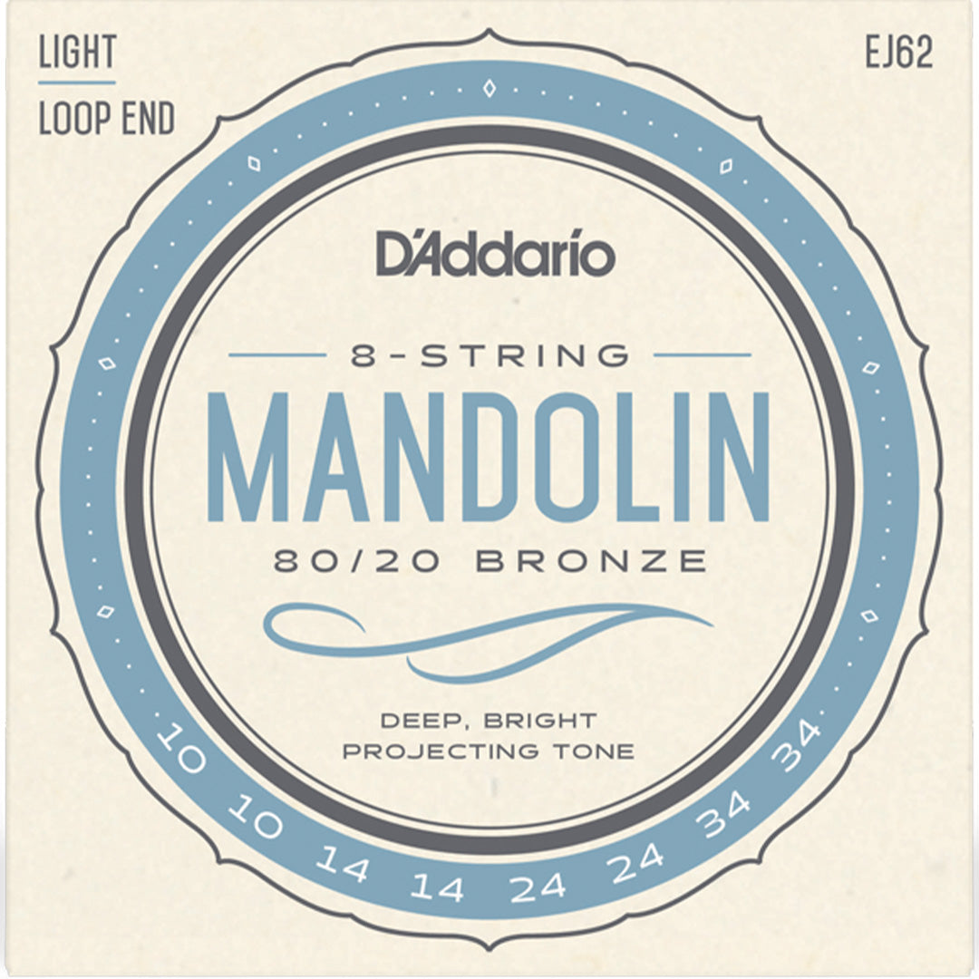 D'Addario EJ62 80/20 Bronze Mandolin String Set, Light