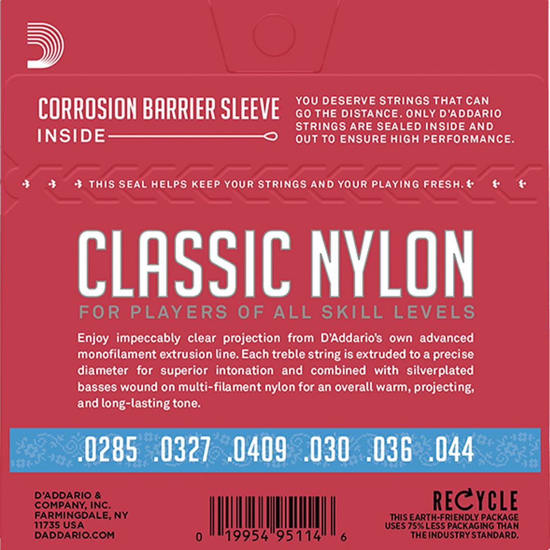 D'Addario EJ27H Student Nylon Classical Guitar String Set, Hard