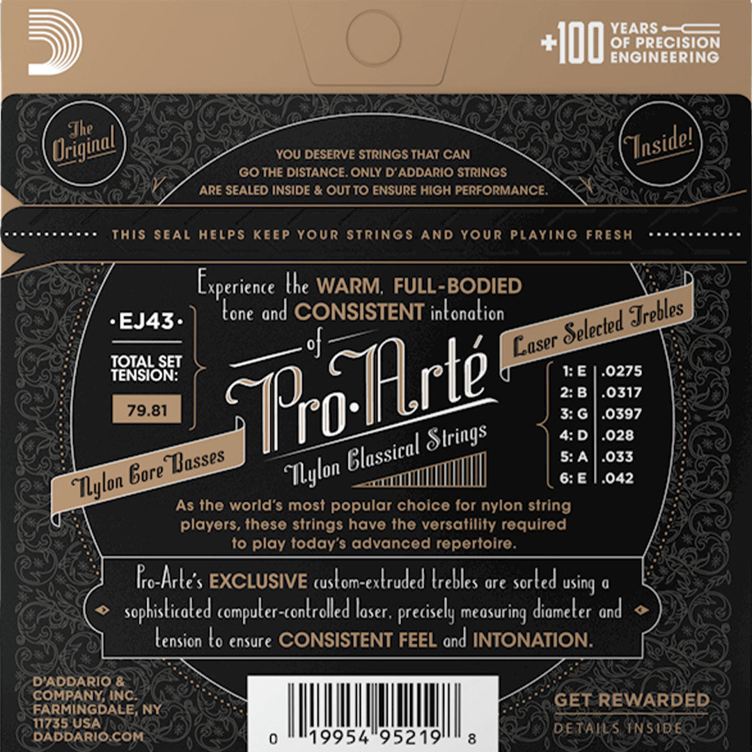 D'Addario EJ43 Pro-Arté Nylon Classical Guitar String Set, Light