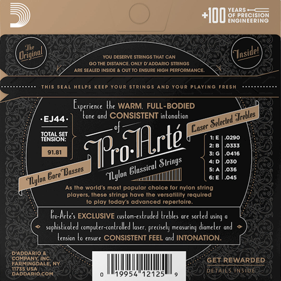D'Addario EJ44 Pro-Arté Nylon Classical Guitar String Set, Extra Hard