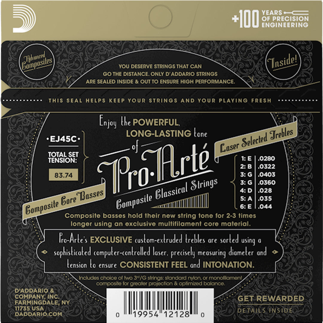 D'Addario EJ45C Pro-Arté Composite Classical Guitar String Set, Normal