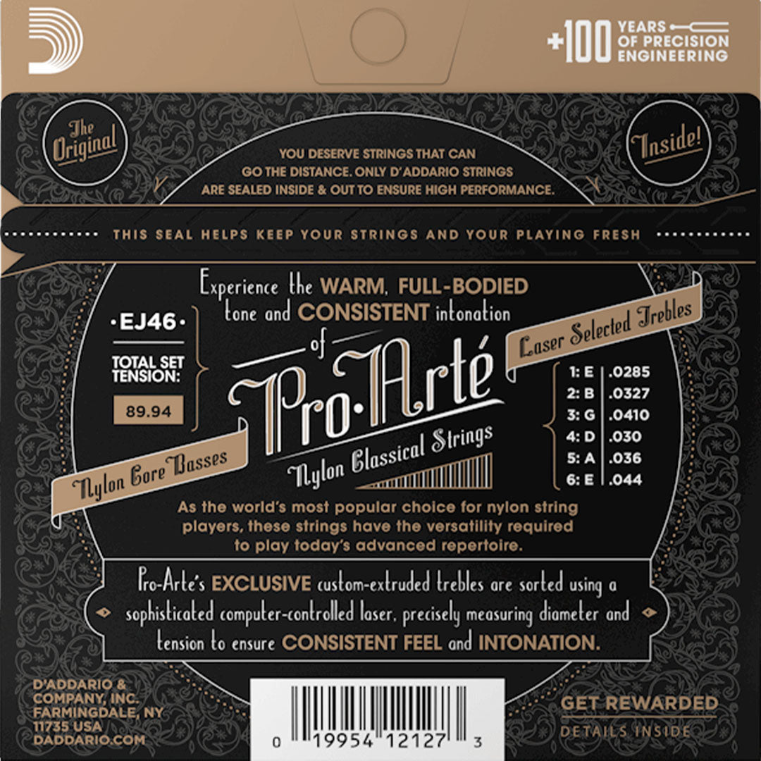 D'Addario EJ46 Pro-Arté Nylon Classical Guitar String Set, Hard