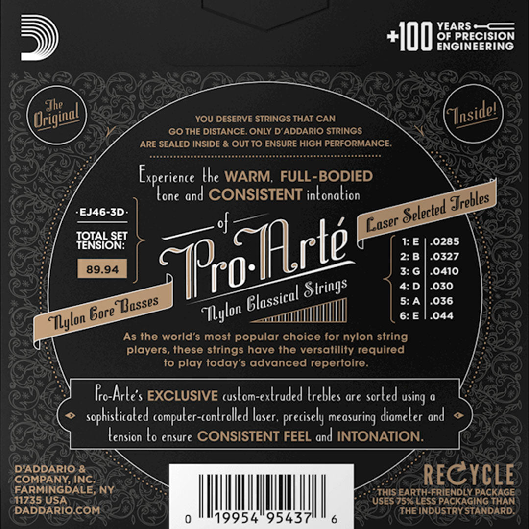 D'Addario EJ46 Pro-Arté Nylon Classical Guitar String Set, Hard