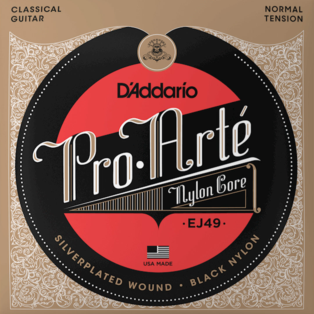 D'Addario EJ49 Pro-Arté Black Nylon Classical Guitar String Set, Norma