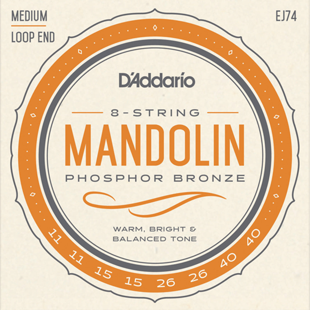 D'Addario EJ74 Phosphor Bronze Mandolin String Set, Medium