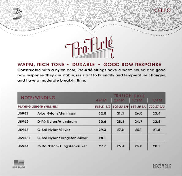 D'Addario Pro-Arté Cello G String, Tungsten/Silver