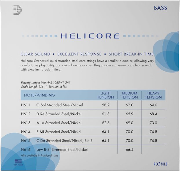 D'Addario Helicore Orchestral Bass String Set