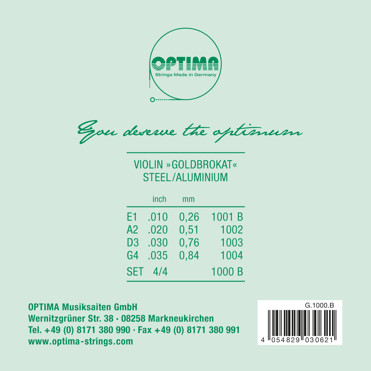 Optima Goldbrokat Violin String Set