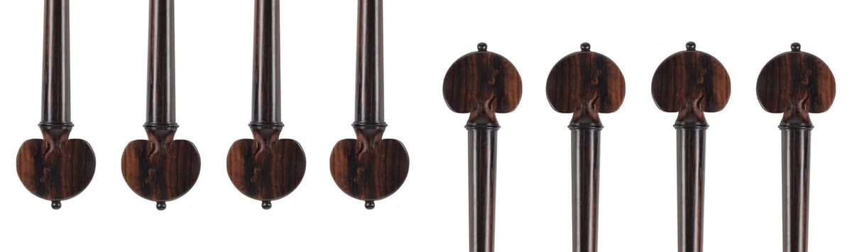 two beautiful sets of rosewood cello pegs