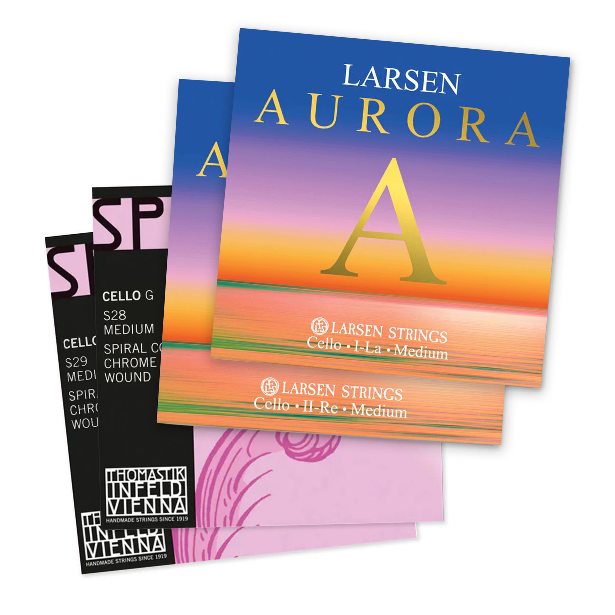 Larsen Aurora A & D, Thomastik Spirocore Chrome G & C Combo Cello String Set