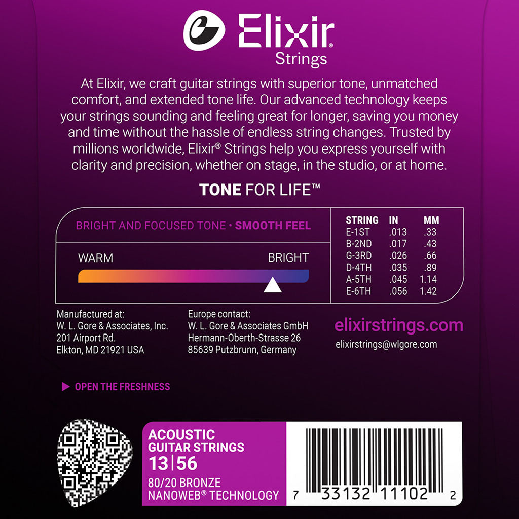 Elixir Phosphor Bronze Acoustic Guitar String Set, Medium