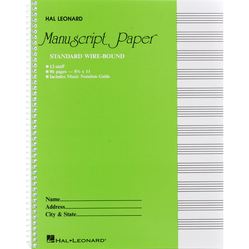 Hal Leonard Spiral Bound Standard Music Manuscript Paper