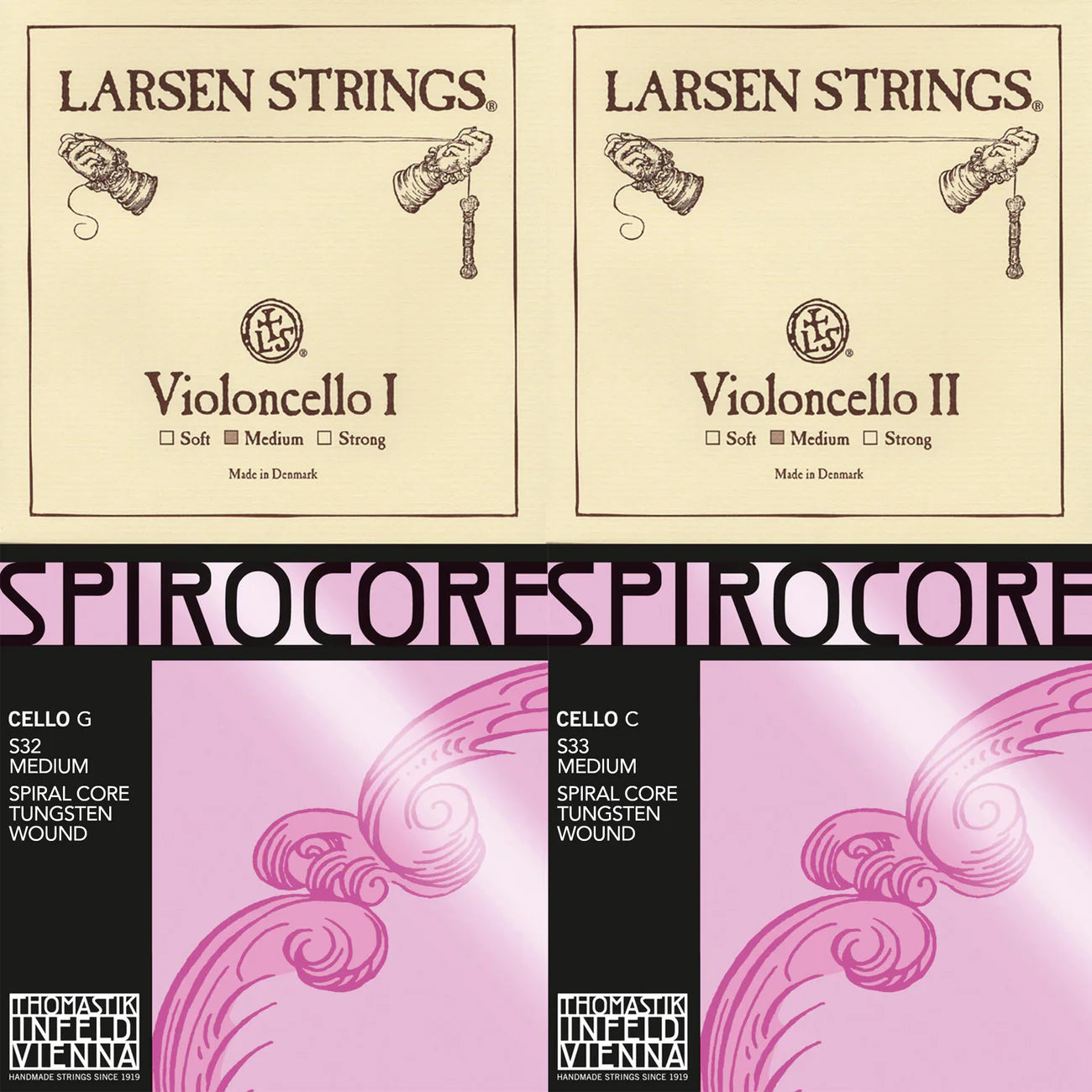 Larsen A & D, Thomastik Spirocore Tungsten G & C Combo Cello String Set