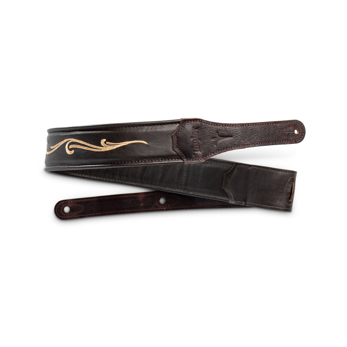Leather Guitar Strap, Emroidered, Brown