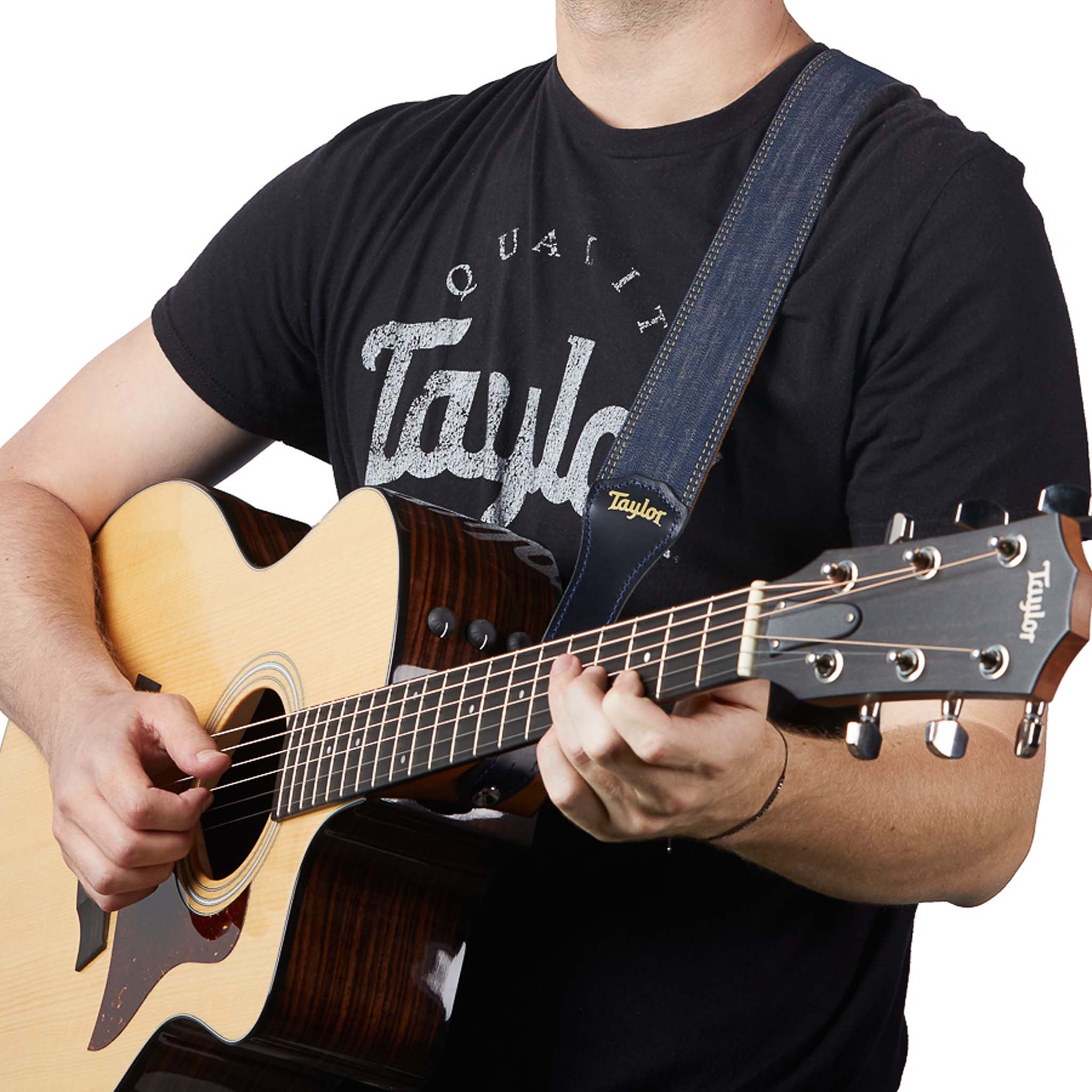 Taylor Blue Denim 2" Guitar Strap - Gold Logo
