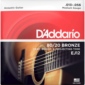 D'Addario EJ12 80/20 Bronze Acoustic Guitar String Set, Medium