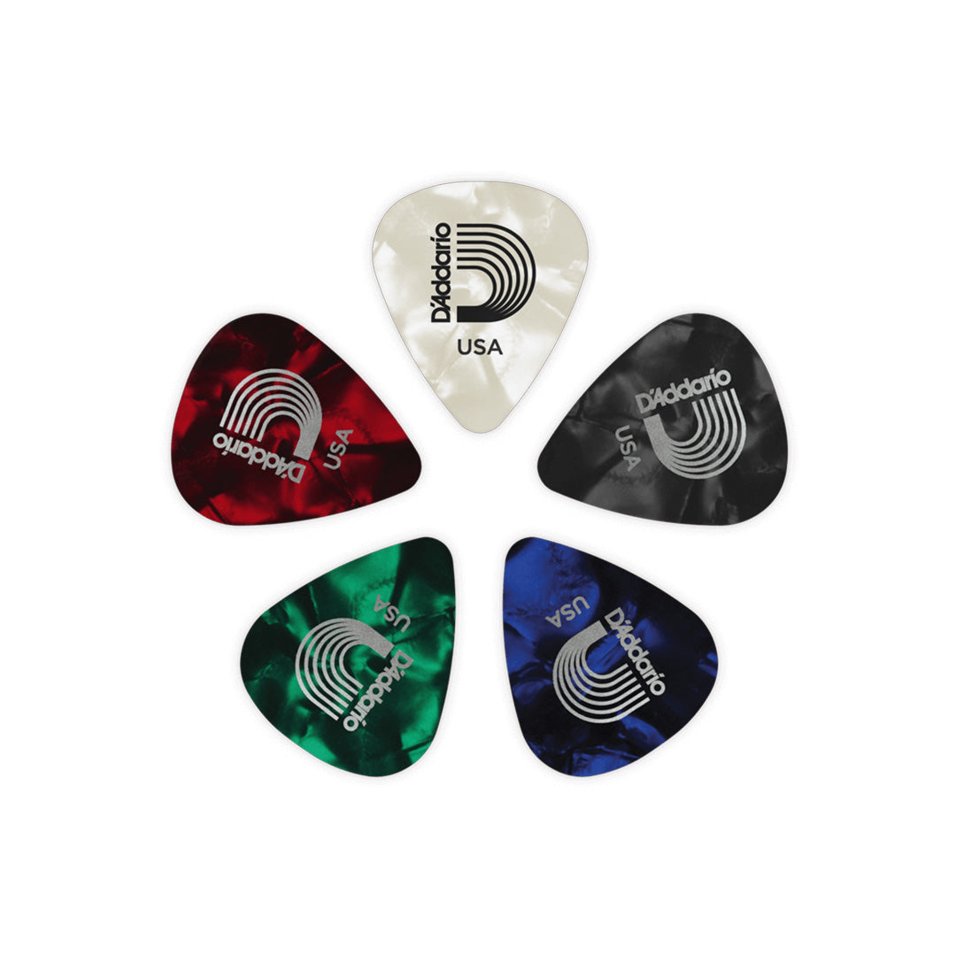 D'Addario Assorted Classic Pearl Celluloid Guitar Picks, 25-Pack