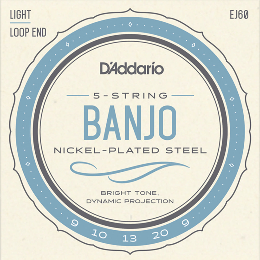 D'Addario EJ60 Nickel Wound 5-String Banjo String Set, Light
