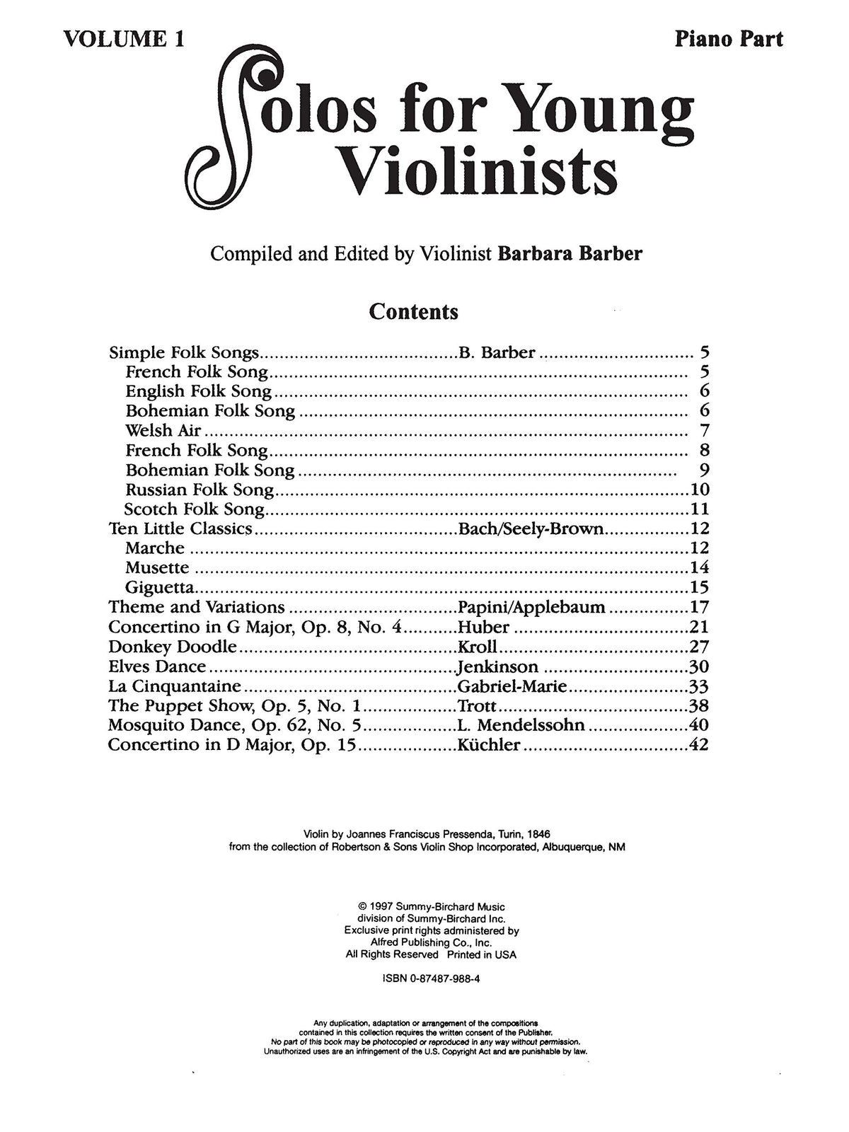 Solos For Young Violinists, Volume 1
